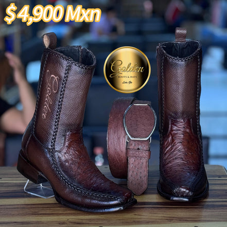 Botín Golden Valentin Aveztruz Café