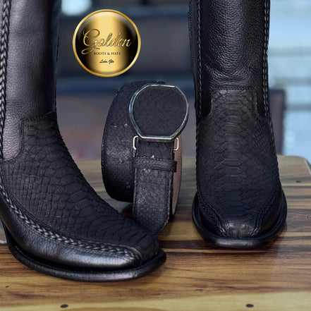 Botín Golden Valentin Piton Nobuk Negro