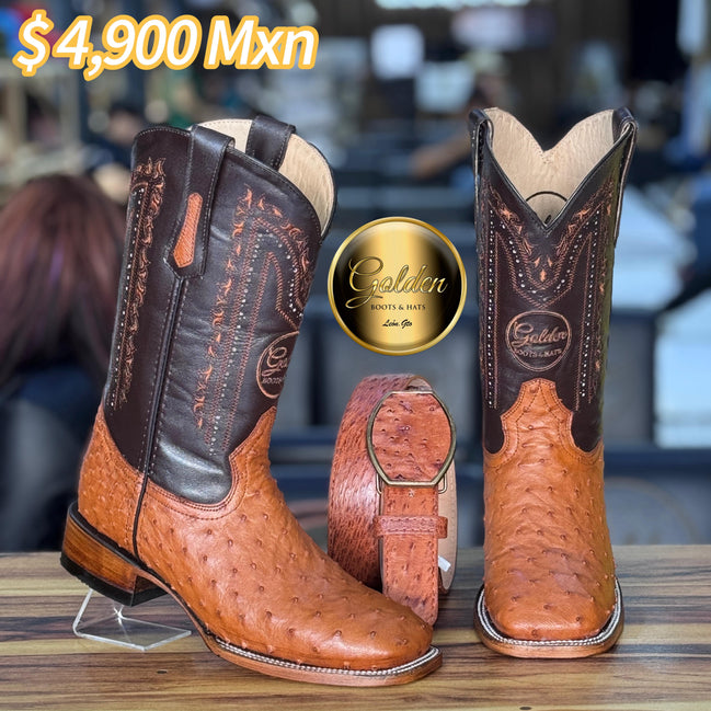 Bota Bulldog Golden Aveztruz Coñac