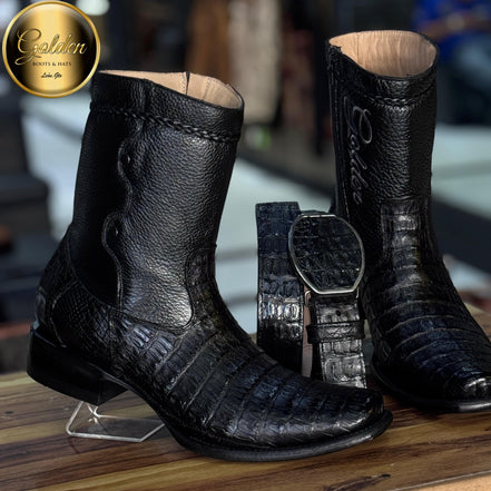 Botín Golden Cocodrilo Negro