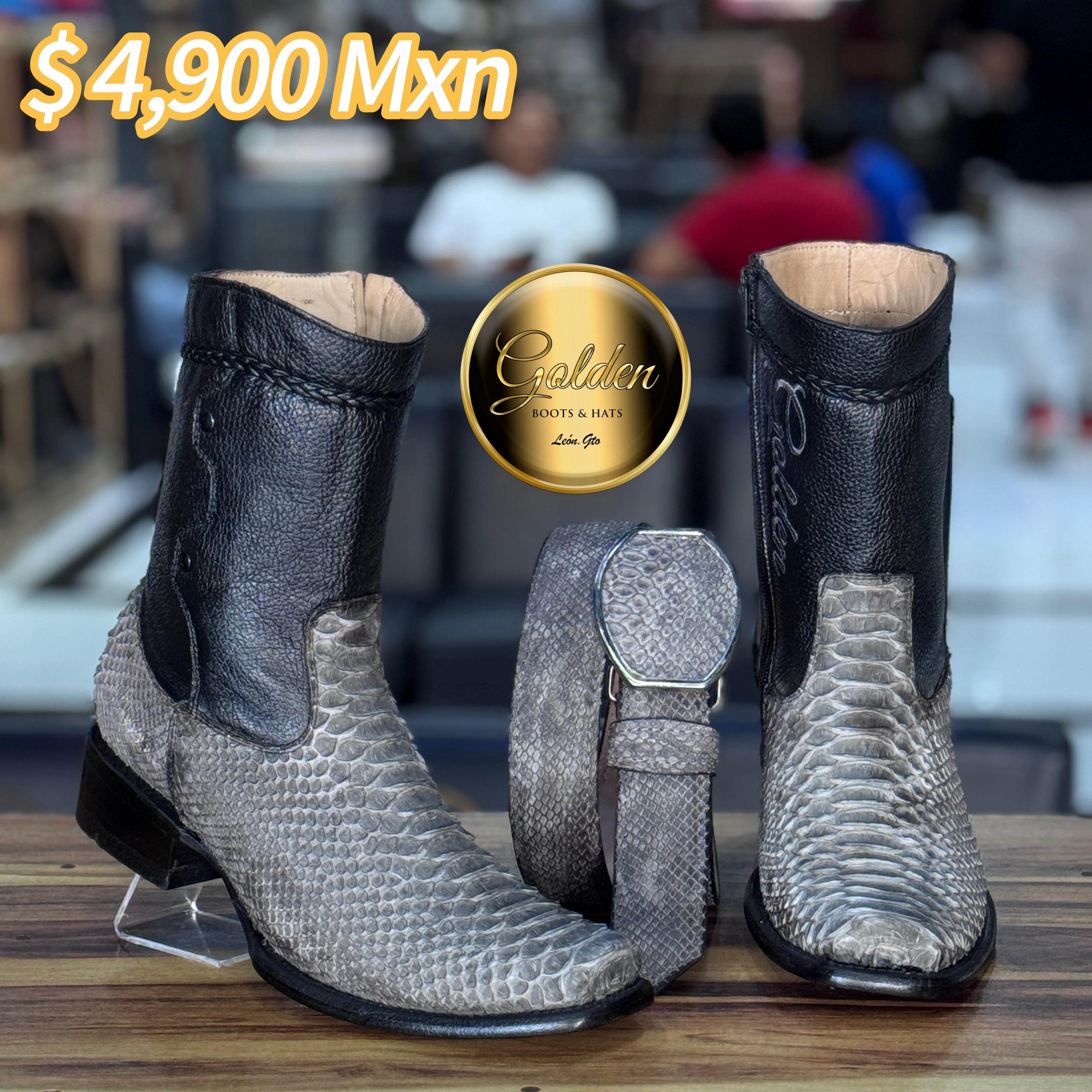 Botín Golden Piton Nobuk Gris