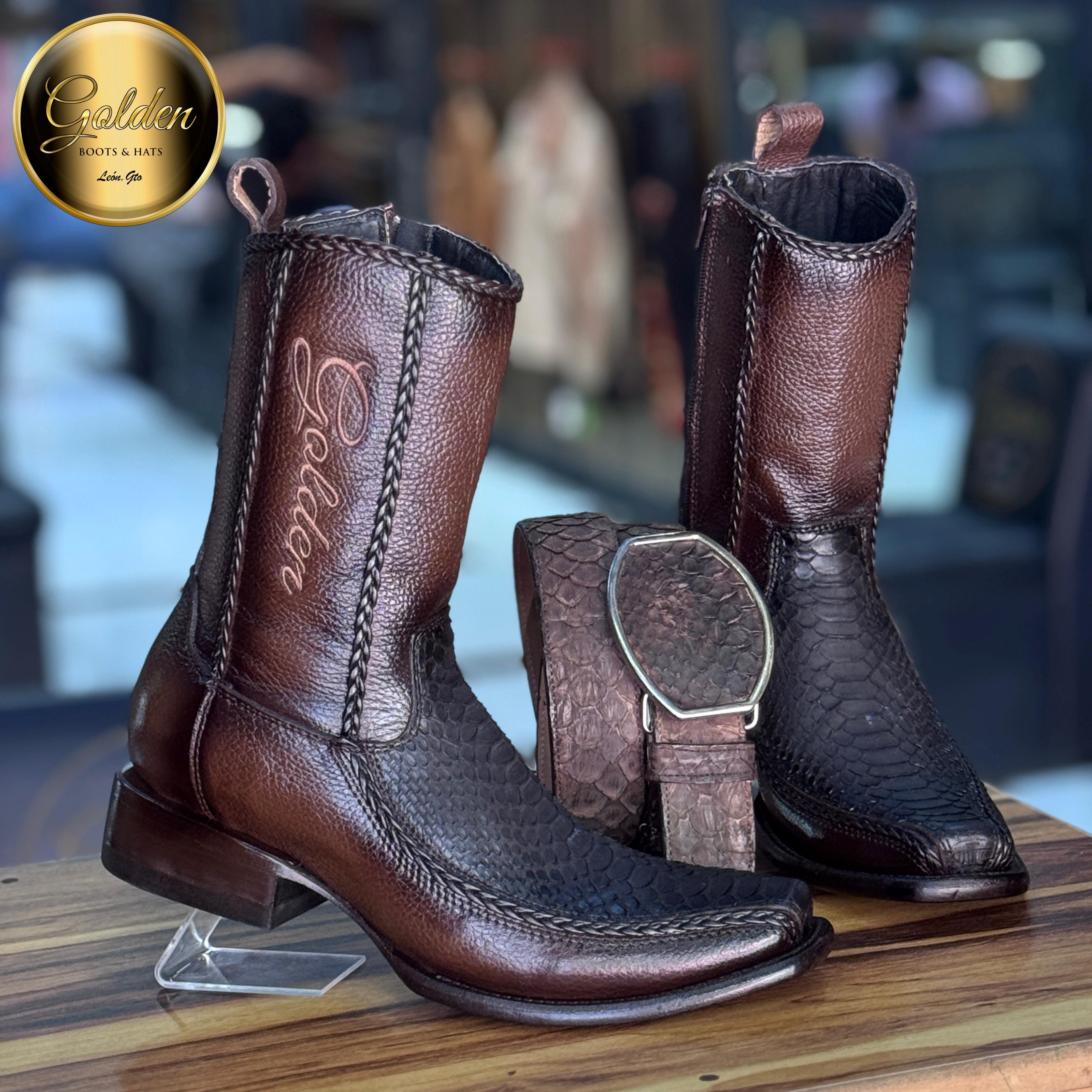 Botín Golden Valentin Piton Nobuk Café