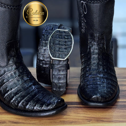 Botín Golden Cocodrilo Panza Negro