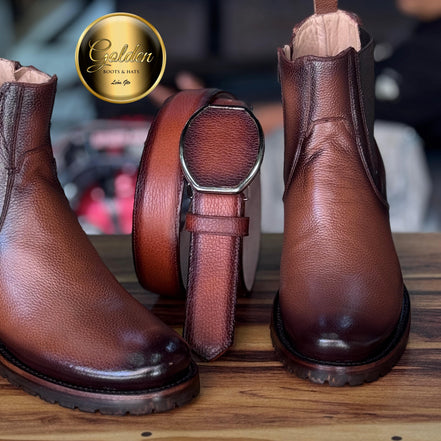 Botín Oval Golden Venado Brandy Suela Truck ( Golden )