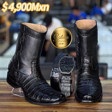 Botín Golden Cocodrilo Negro
