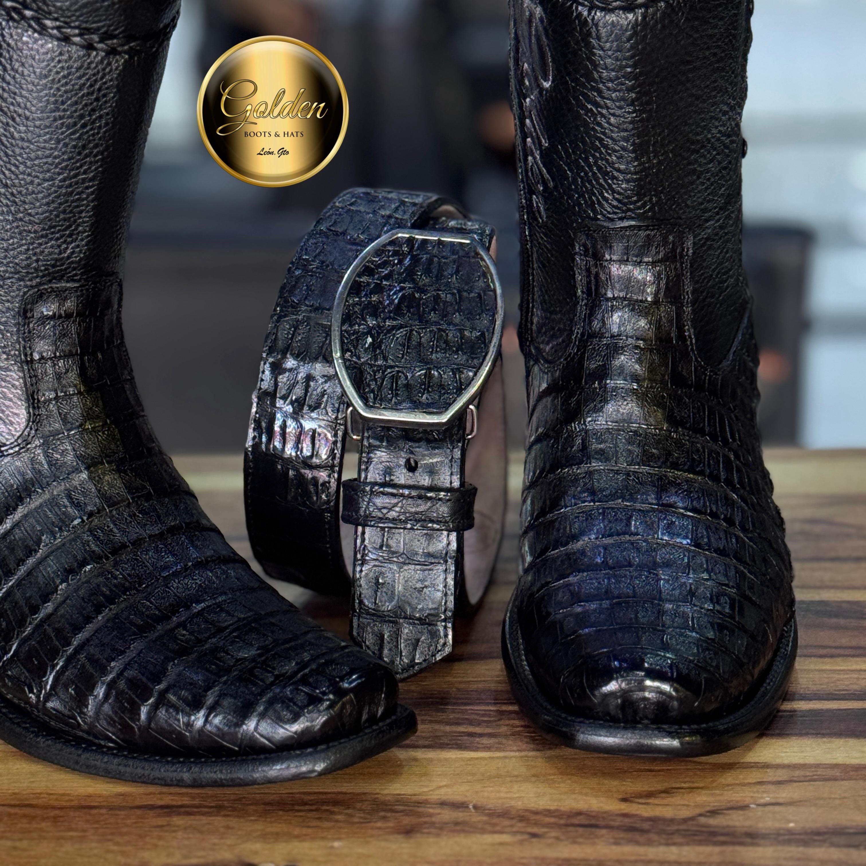 Botín Golden Cocodrilo Negro