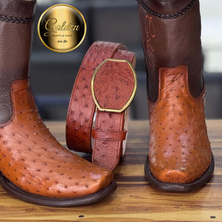 Botín Golden Aveztruz Coñac