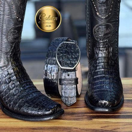 Bota Dubay Golden Cocodrilo Lomo Negro