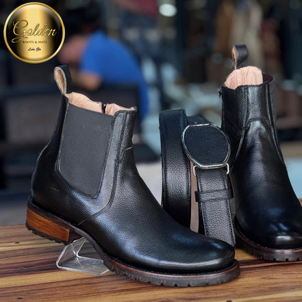 Botín Oval Golden Venado Negro Suela Truck ( Golden )