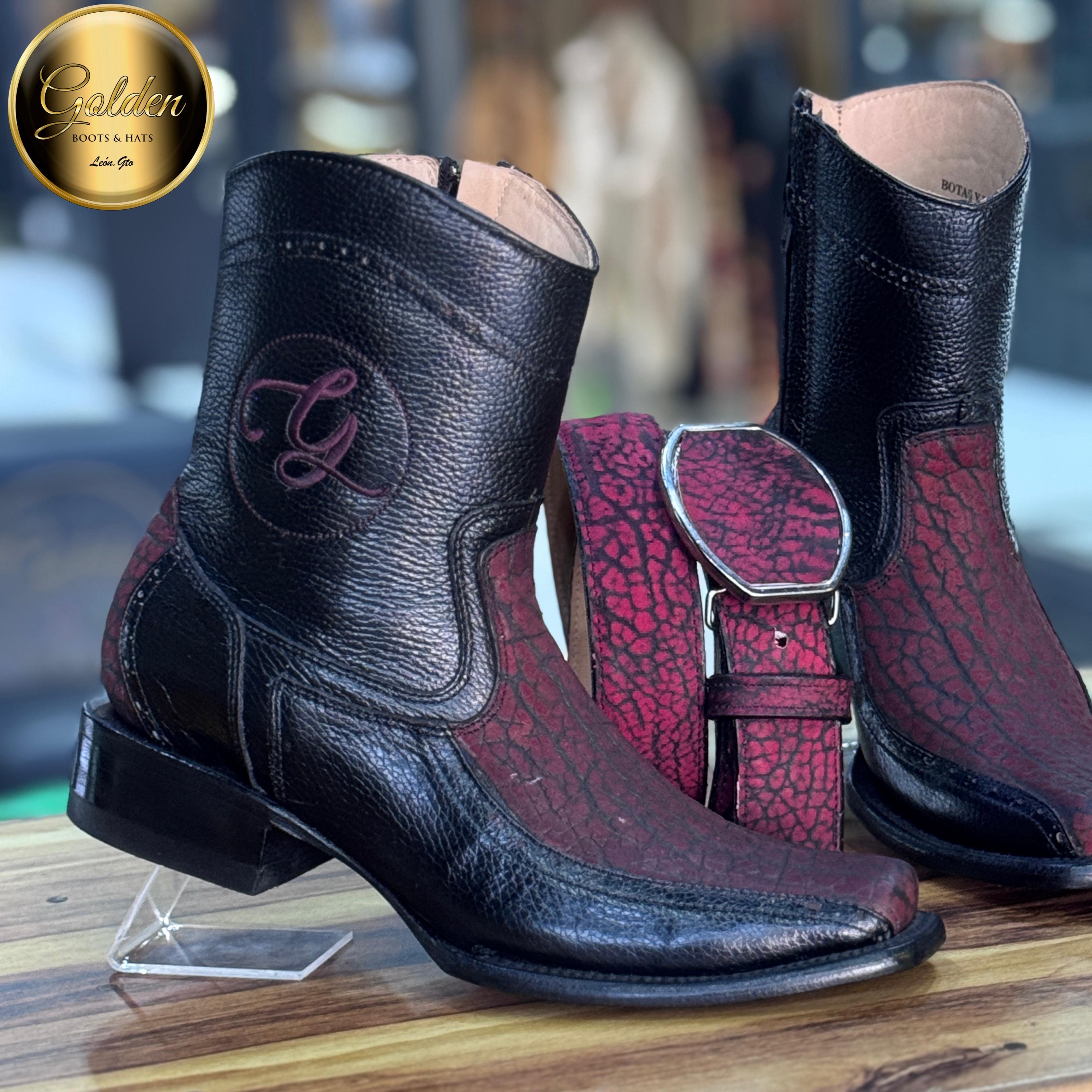 Botín Golden Orión Cuello De Toro Vino