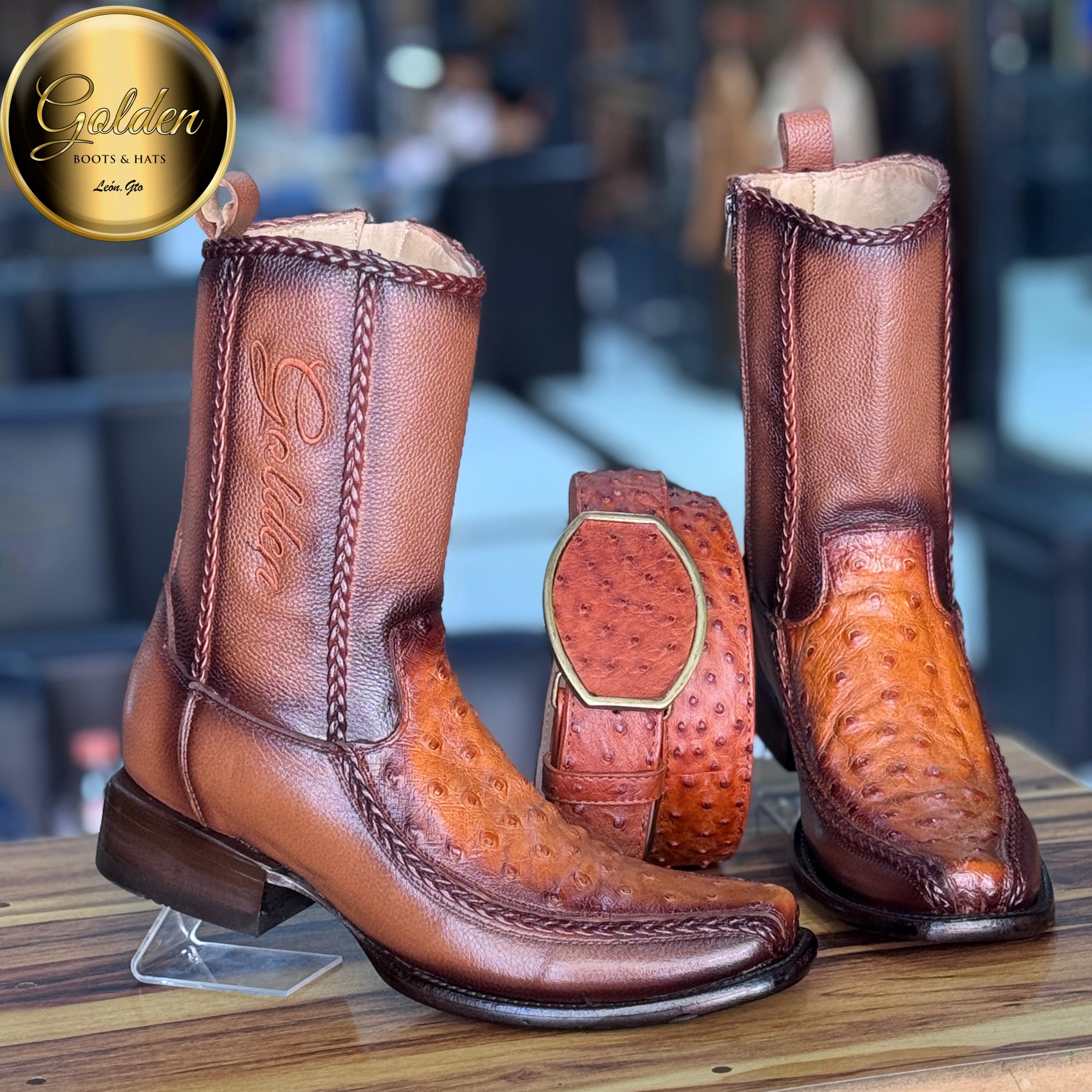 Botín Golden Valentin Aveztruz Coñac