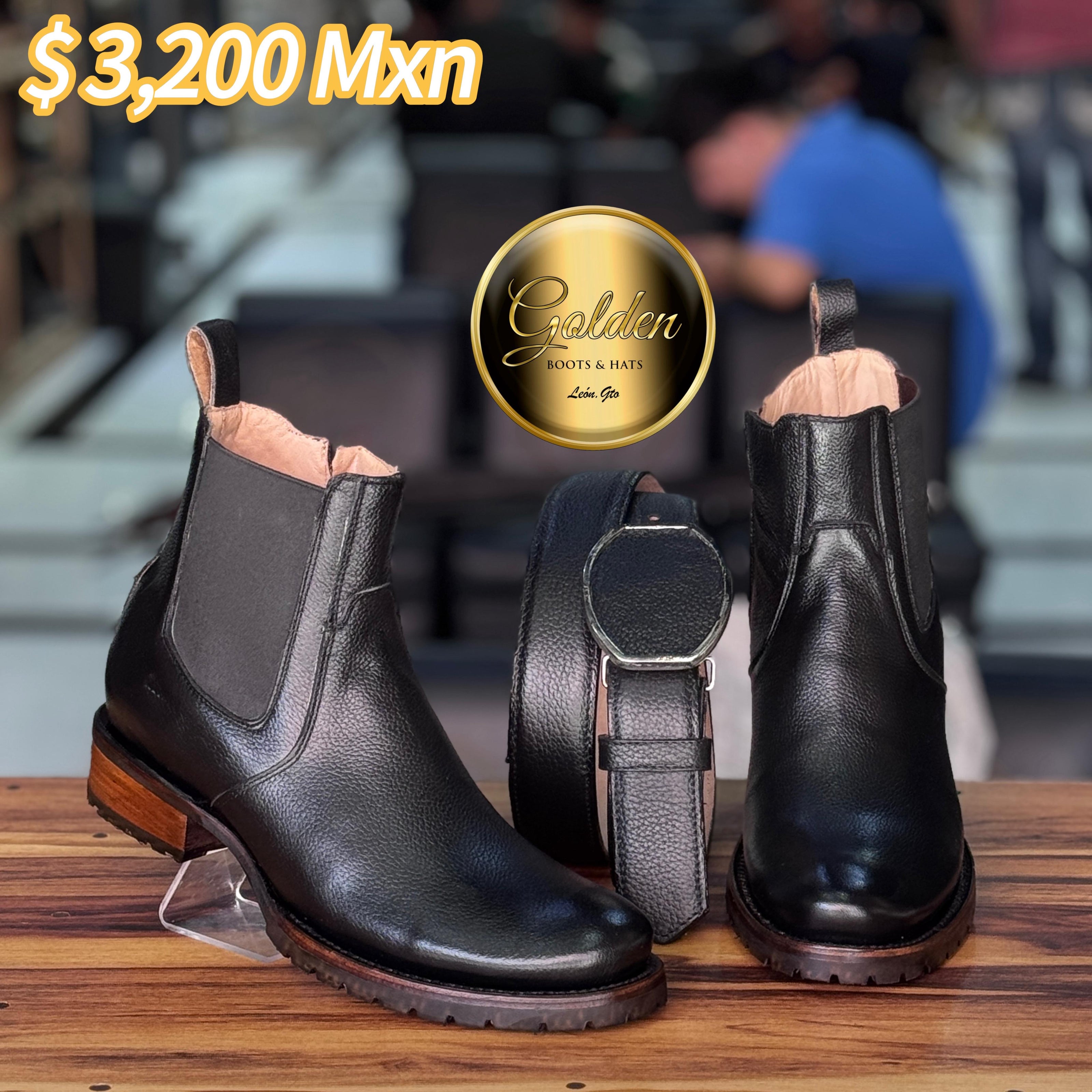 Botín Oval Golden Venado Negro Suela Truck ( Golden )