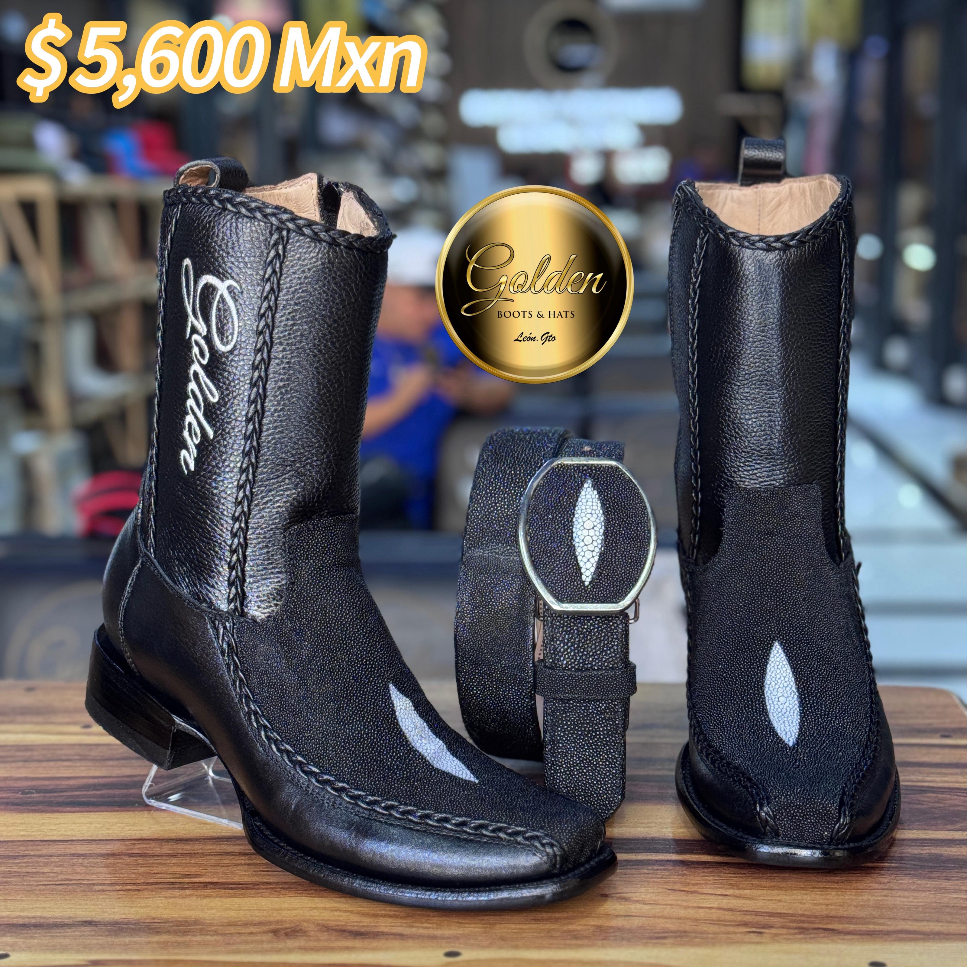 Botín Golden Valentin Mantarraya Negro