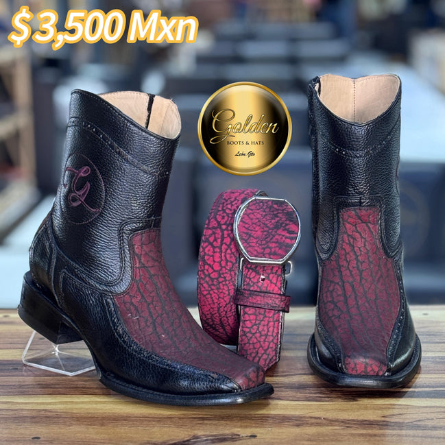 Botín Golden Orión Cuello De Toro Vino