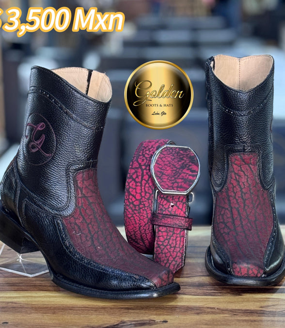 Botín Golden Orión Cuello De Toro Vino