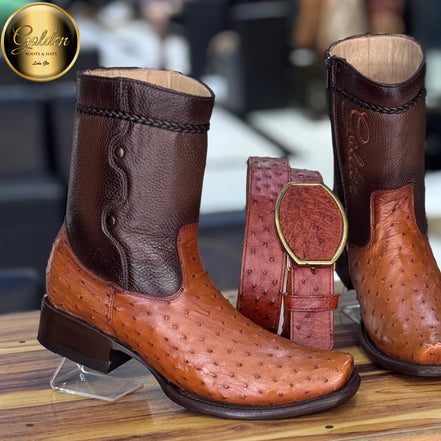 Botín Golden Aveztruz Coñac