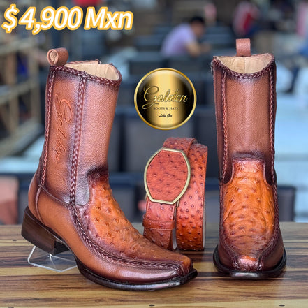 Botín Golden Valentin Aveztruz Coñac