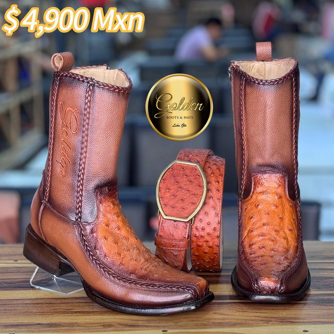 Botín Golden Valentin Aveztruz Coñac