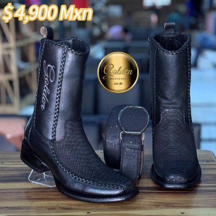 Botín Golden Valentin Piton Nobuk Negro