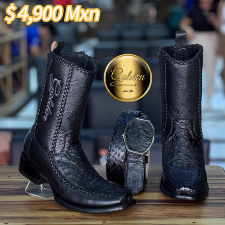 Botín Golden Valentin Aveztruz Negro