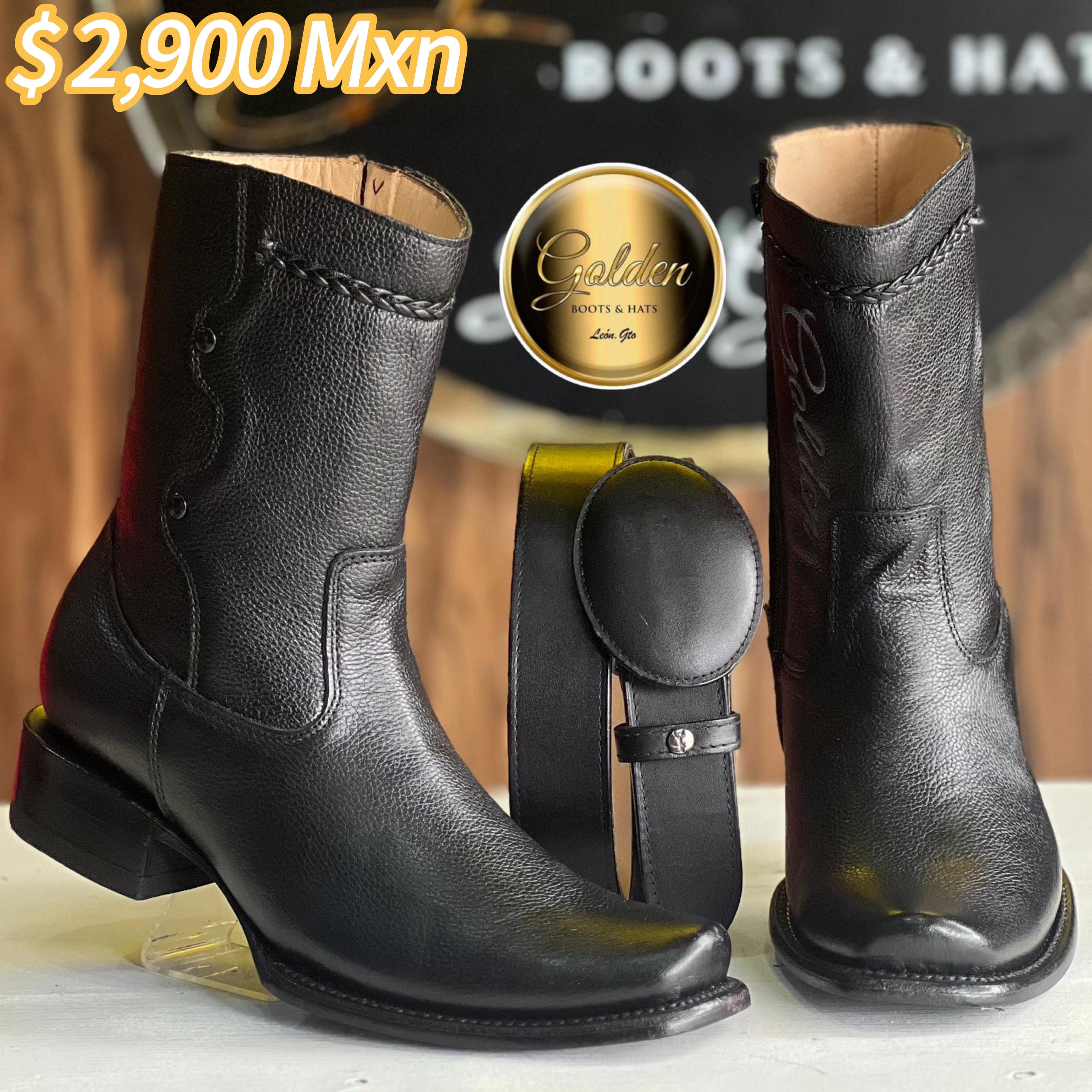 Botín Golden Venado Negro & Cinto