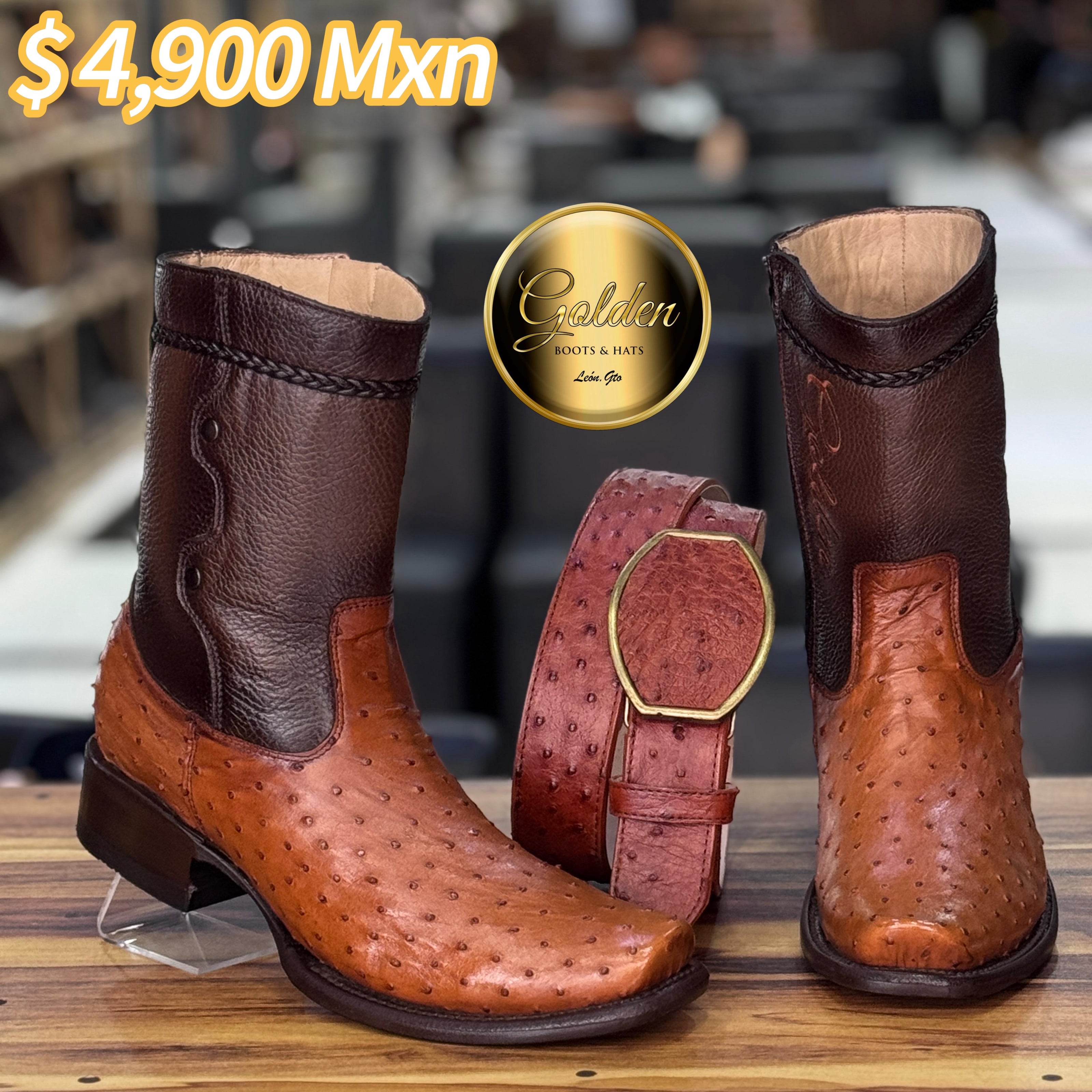 Botín Golden Aveztruz Coñac