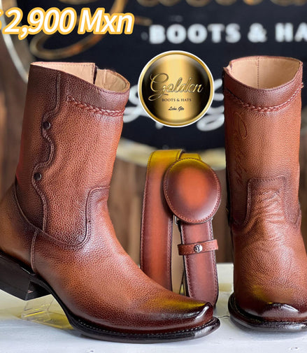 Botín Golden Venado Brandy & Cinto