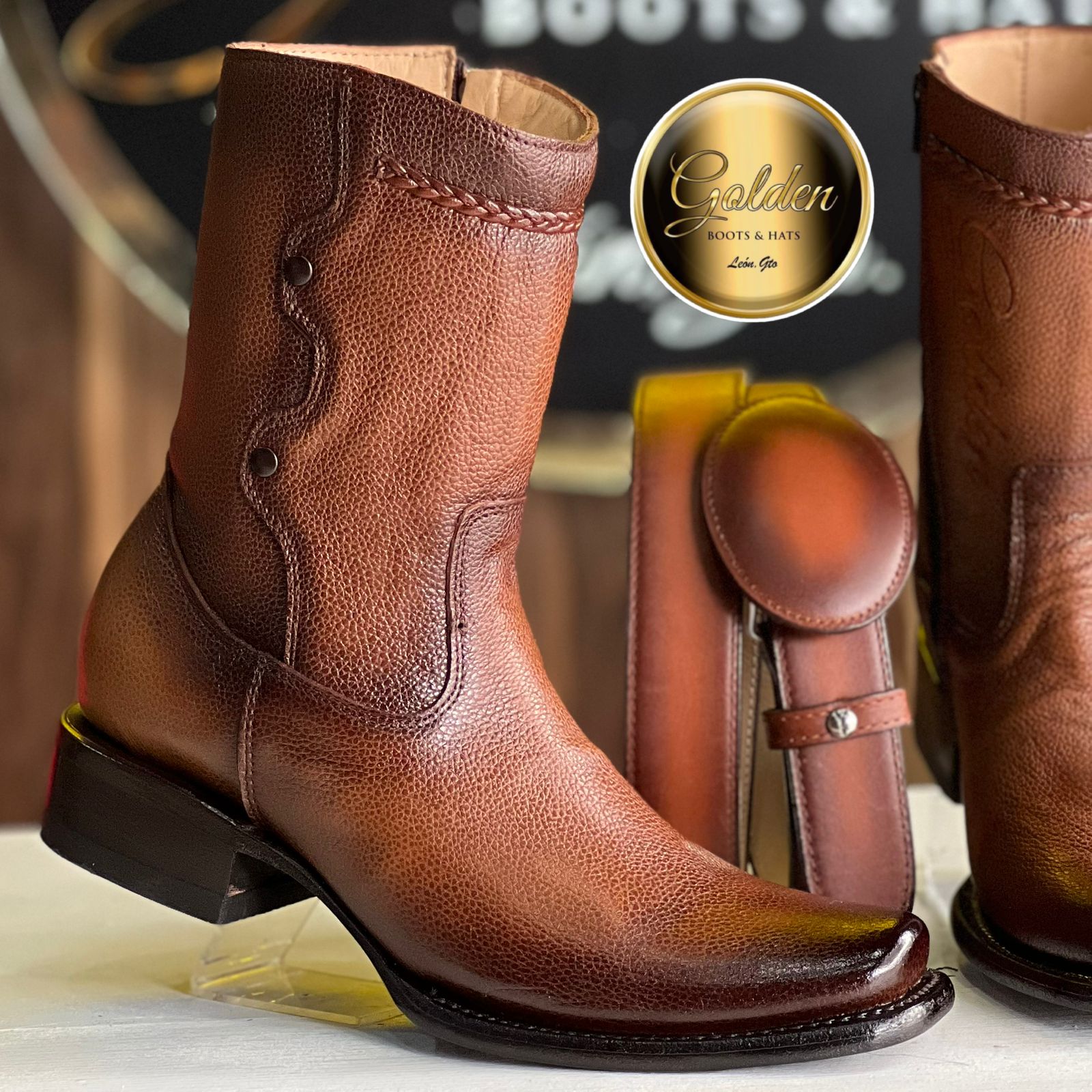 Botín Golden Venado Brandy & Cinto