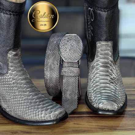 Botín Golden Piton Nobuk Gris