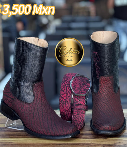 Botín Golden Cuello De Toro Vino Con Cierre