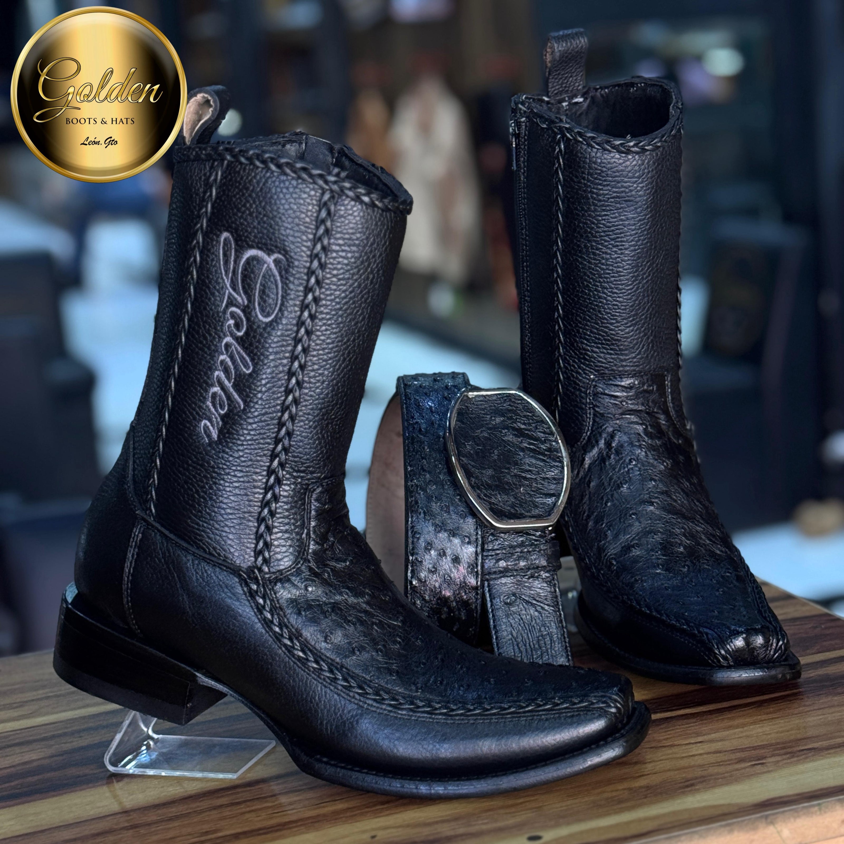 Botín Golden Valentin Aveztruz Negro