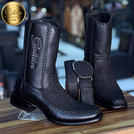 Botín Golden Valentin Piton Nobuk Negro