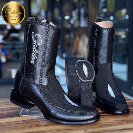 Botín Golden Valentin Mantarraya Negro