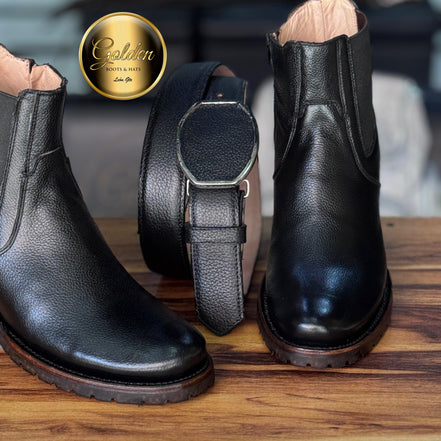 Botín Oval Golden Venado Negro Suela Truck ( Golden )