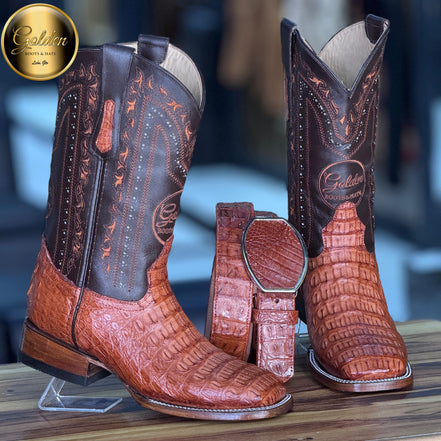 Bota Bulldog Golden Cocodrilo Lomo Coñac