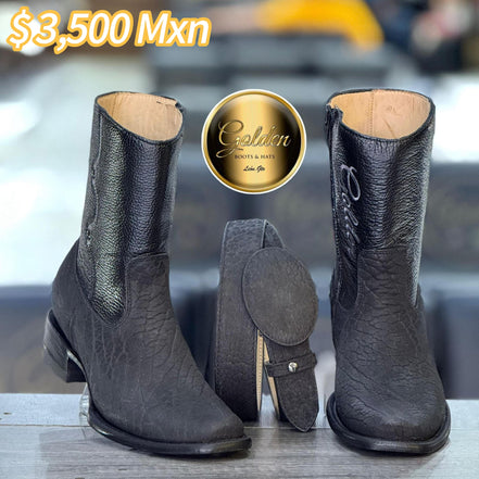 Botín Golden Cuello De Toro Negro