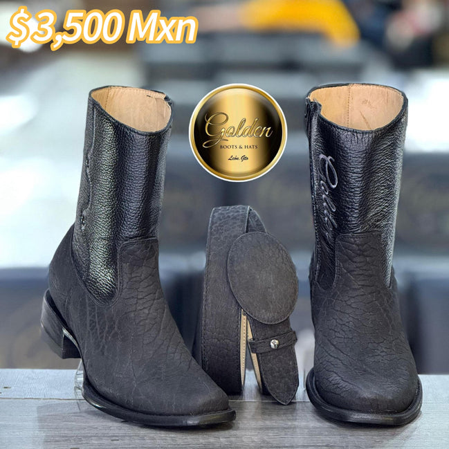 Botín Golden Cuello De Toro Negro