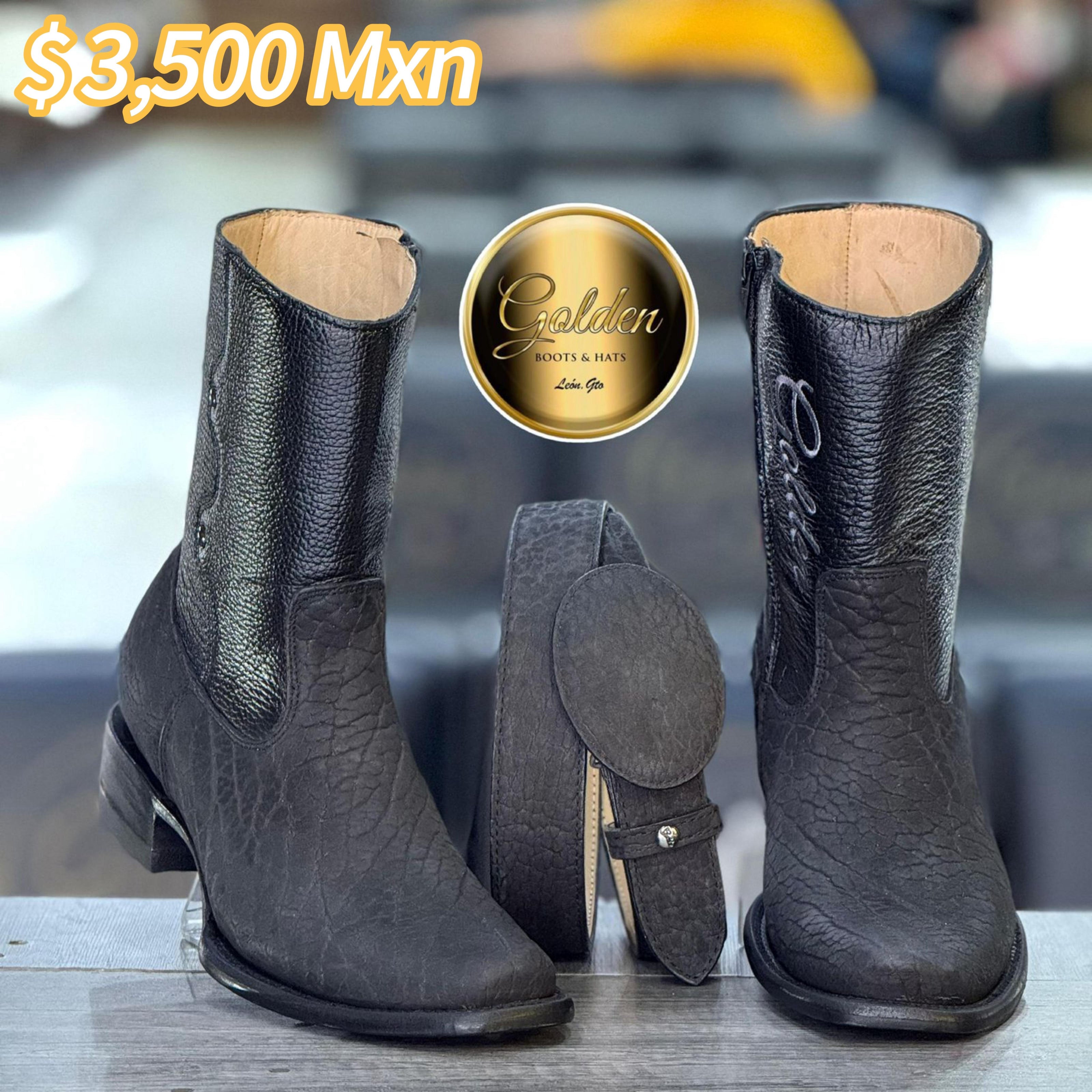 Botín Golden Cuello De Toro Negro