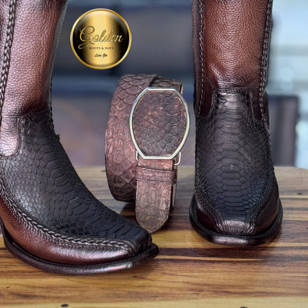 Botín Golden Valentin Piton Nobuk Café