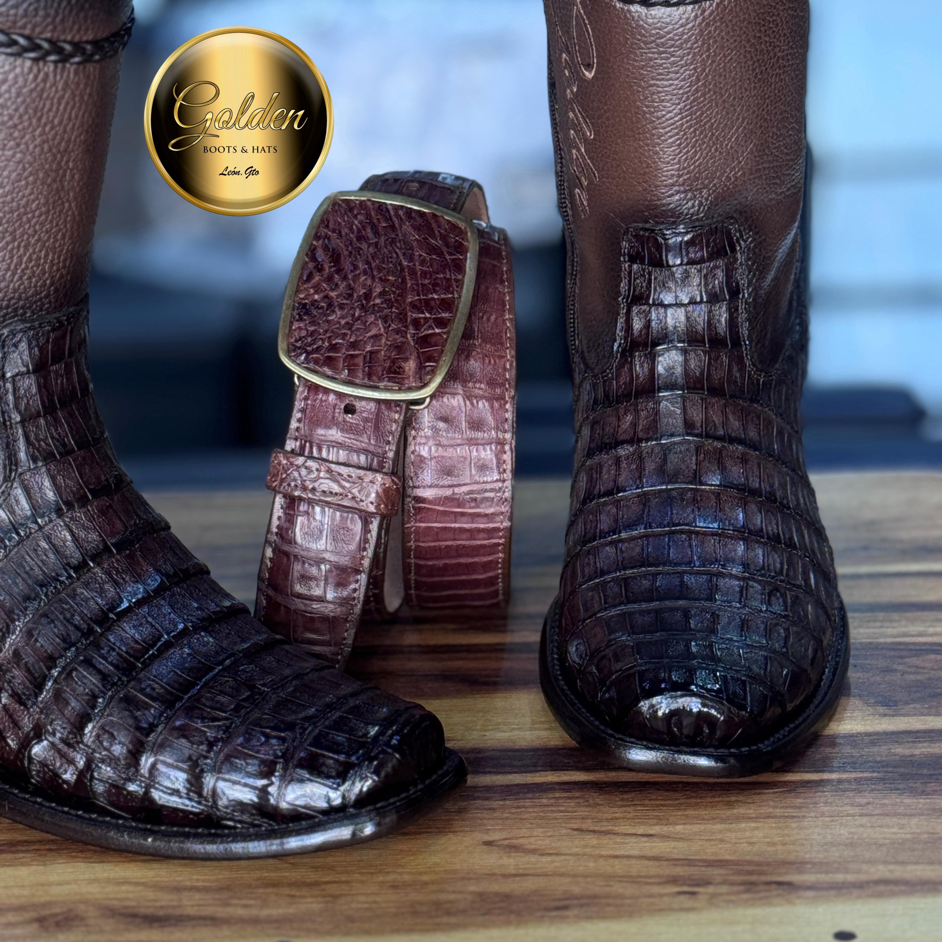 Botín Golden Cocodrilo Café