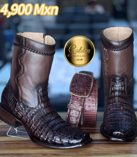Botín Golden Cocodrilo Café