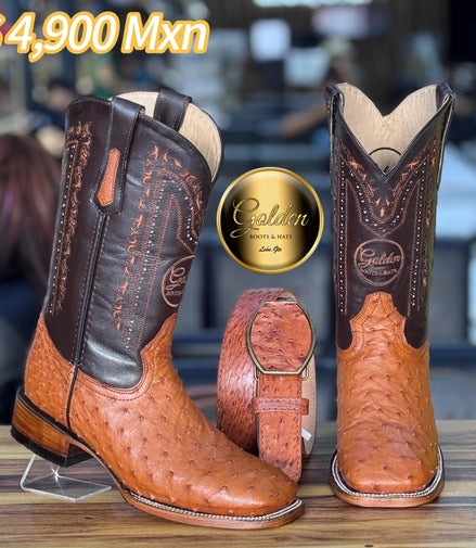 Bota Bulldog Golden Aveztruz Coñac