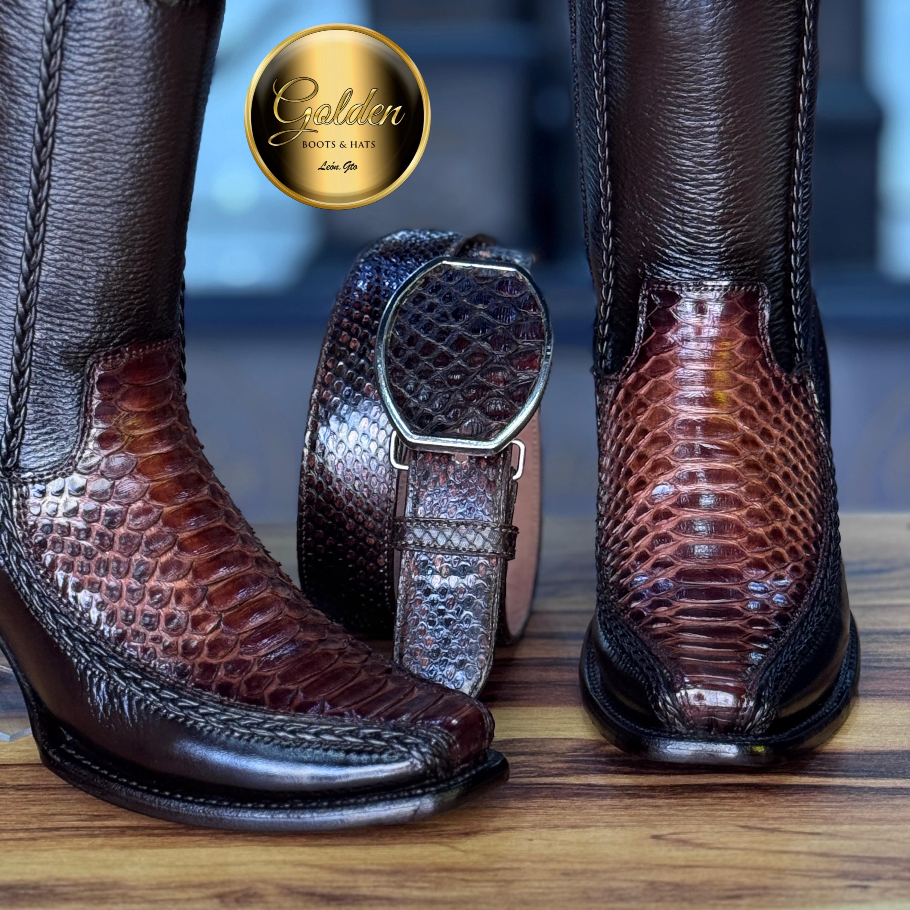Botín Golden Valentin Piton Café Brilloso
