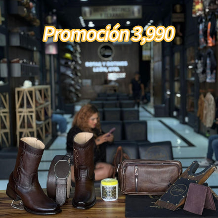Promoción Combo 3,990 Botín & Cinto Más Varios Accesorios Crema Cubre Polvo Cartera Pechera Saca Botas