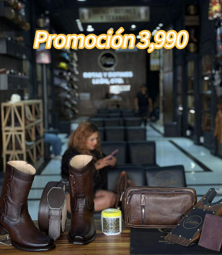 Promoción Combo 3,990 Botín & Cinto Más Varios Accesorios Crema Cubre Polvo Cartera Pechera Saca Botas