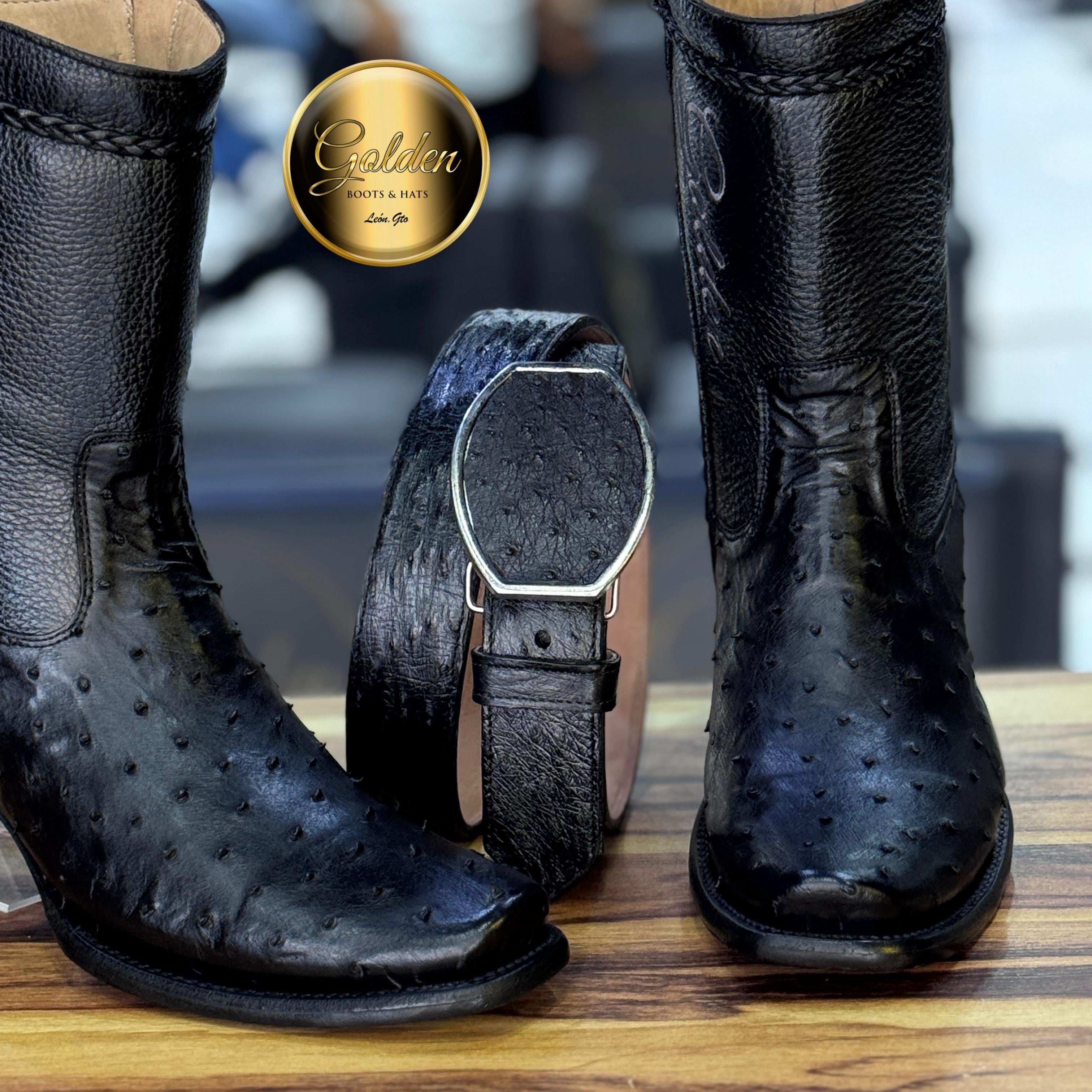 Botín Golden Aveztruz Negro