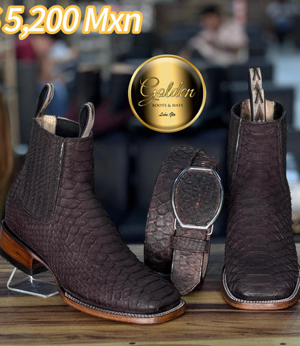 Botín Golden Piton Café Nobuk Bulldog