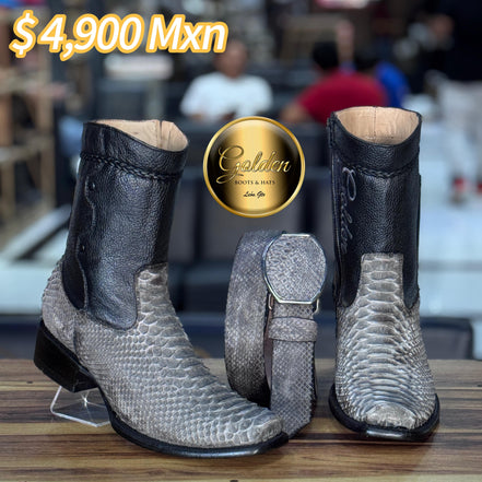 Botín Golden Piton Nobuk Gris