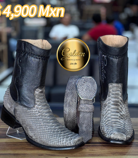 Botín Golden Piton Nobuk Gris