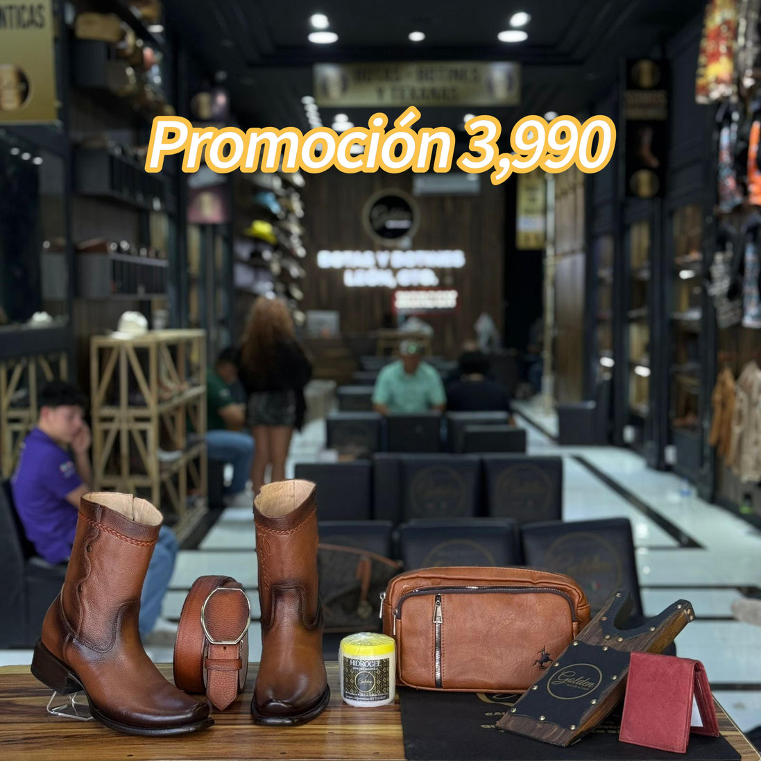Promoción Combo 3,990 Botín & Cinto Más Varios Accesorios Crema Cubre Polvo Cartera Pechera Saca Botas